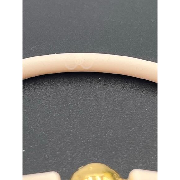 Gresham Florence Off White Silicone Water Resistant Hammered Gold Ball Bracelet - Picture 3 of 11